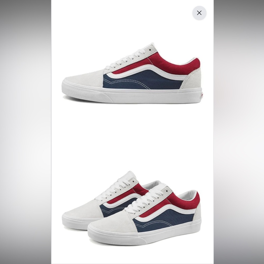 Vans Old School Retro Block White and Red Sneakers